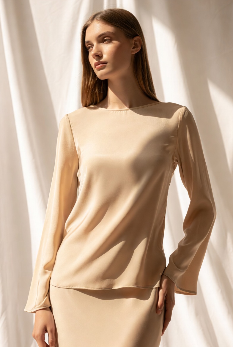 IVY Silk Blouse in Beige