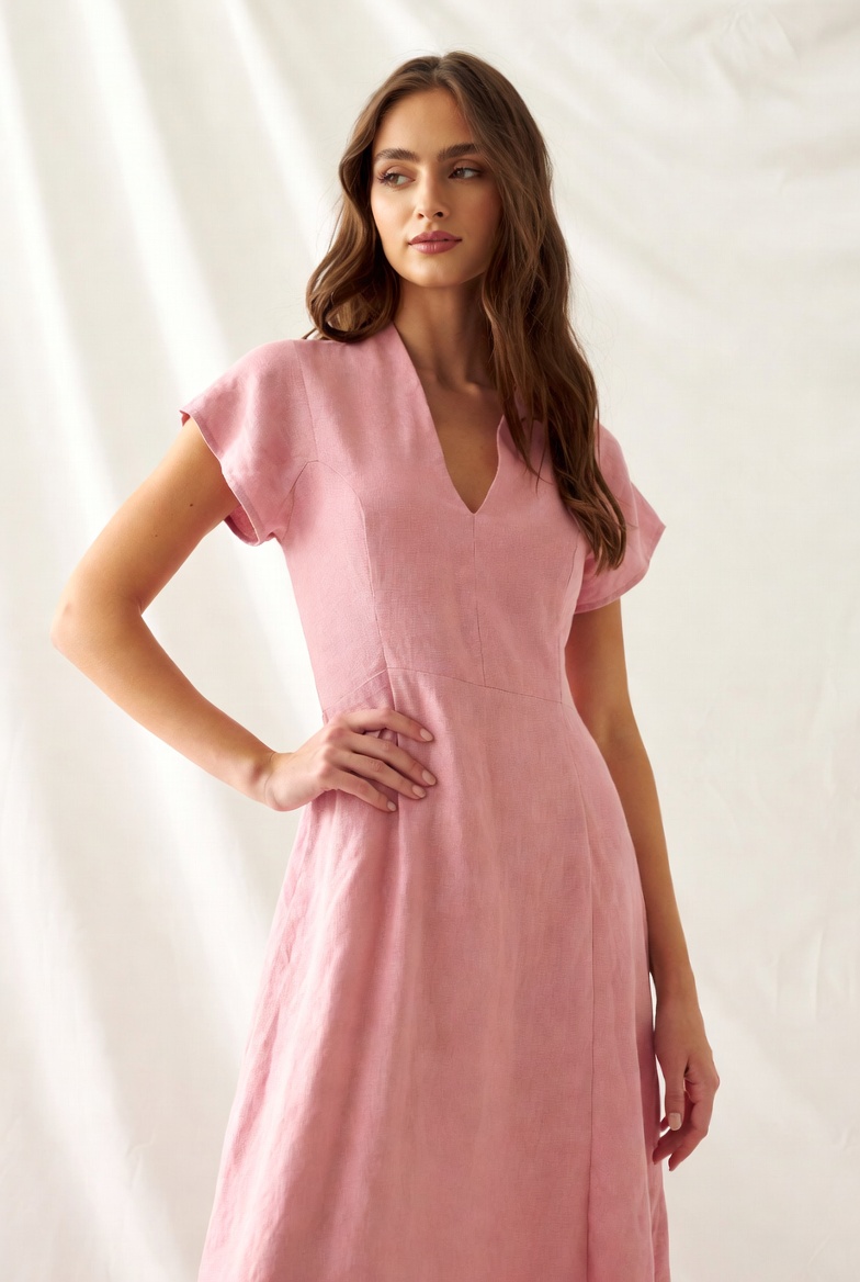 IVY Linen Dress in Blush